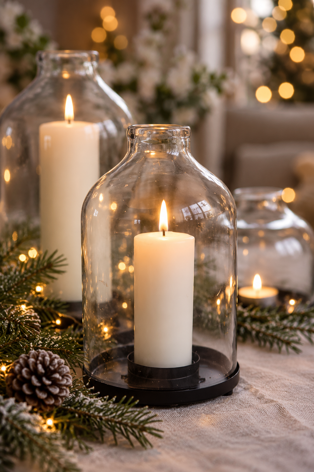 STORM GLASS/GLASS CUPPLE/LANTERN WITH MEDIUM PLATTER