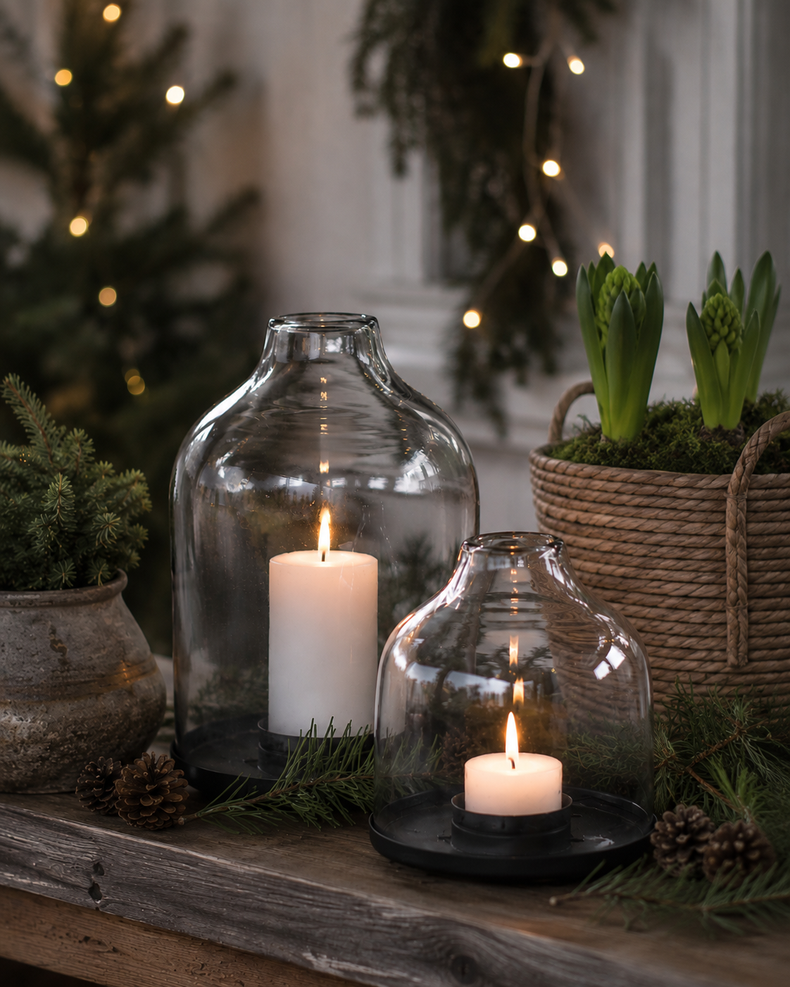 STORM GLASS/GLASS CUPPLE/LANTERN WITH MEDIUM PLATTER - 3