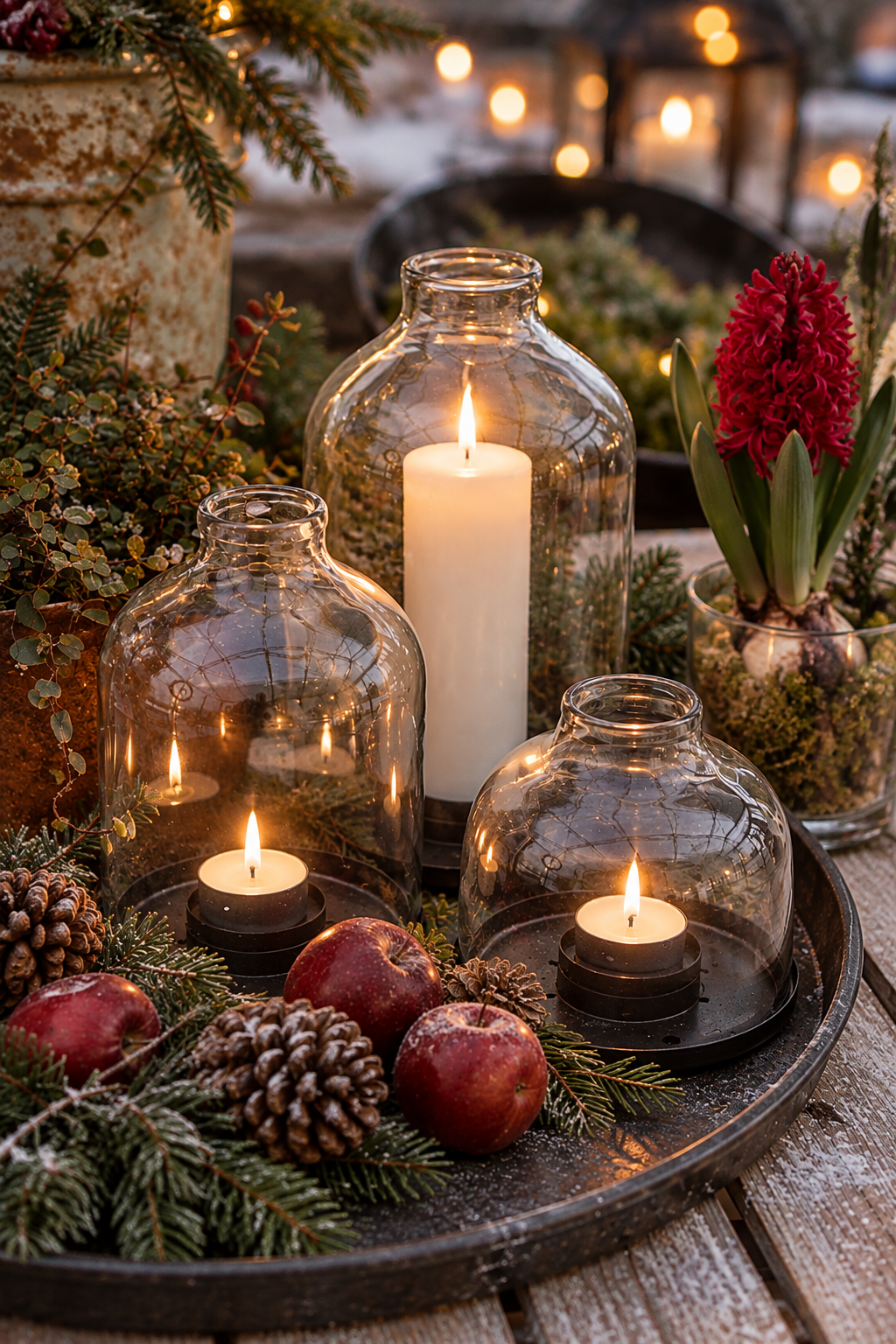 STORM GLASS/GLASS CUPPLE/LANTERN WITH MEDIUM PLATTER - 2