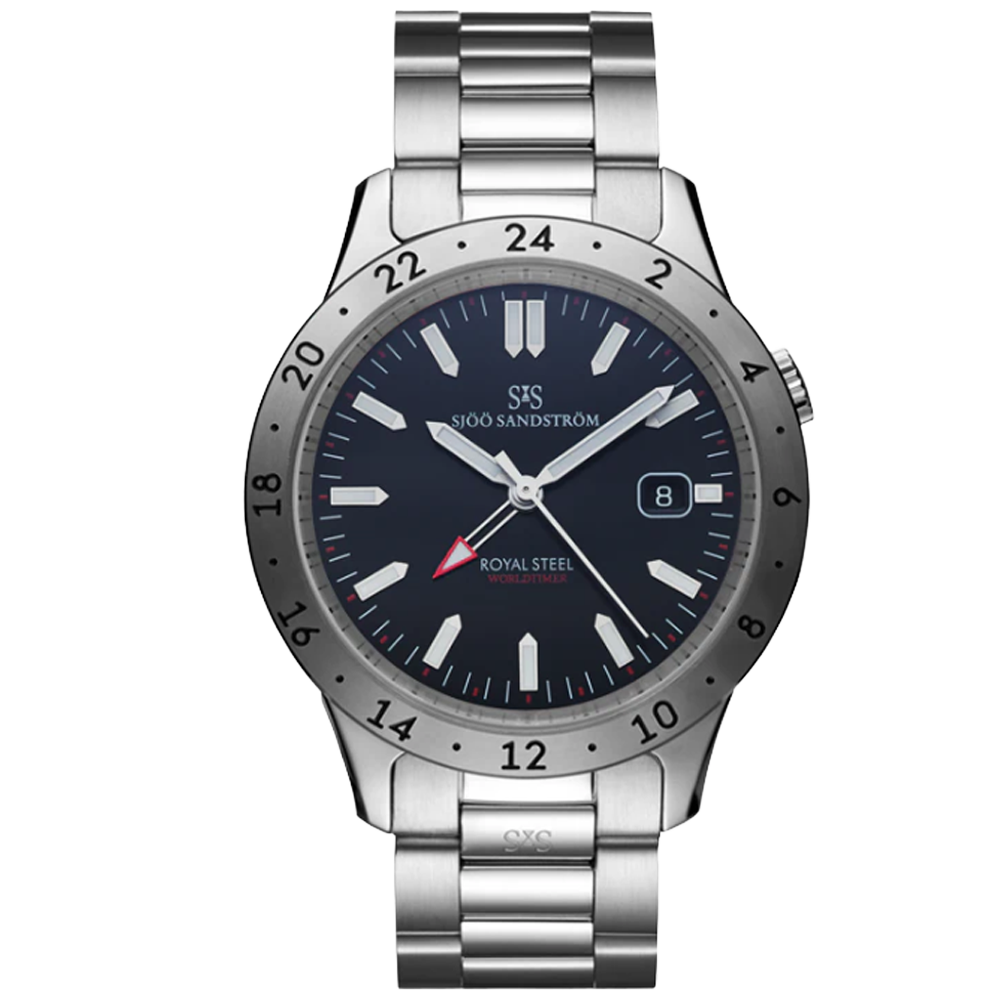 Sjöö Sandström Royal Steel Worldtimer 41 svart 019979