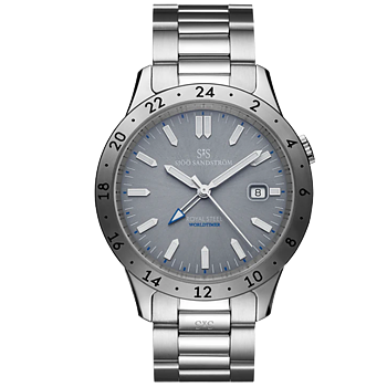 Sjöö Sandström Royal Steel Worldtimer 41 grå 020036