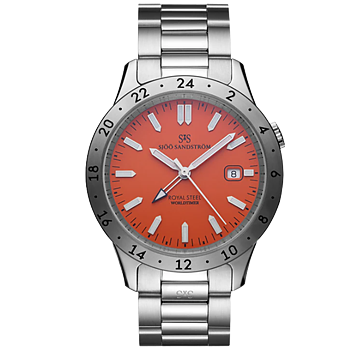 Sjöö Sandström Royal Steel Worldtimer 41 orange 020104