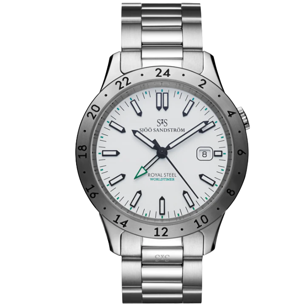 Sjöö Sandström Royal Steel Worldtimer 41 vit 020142