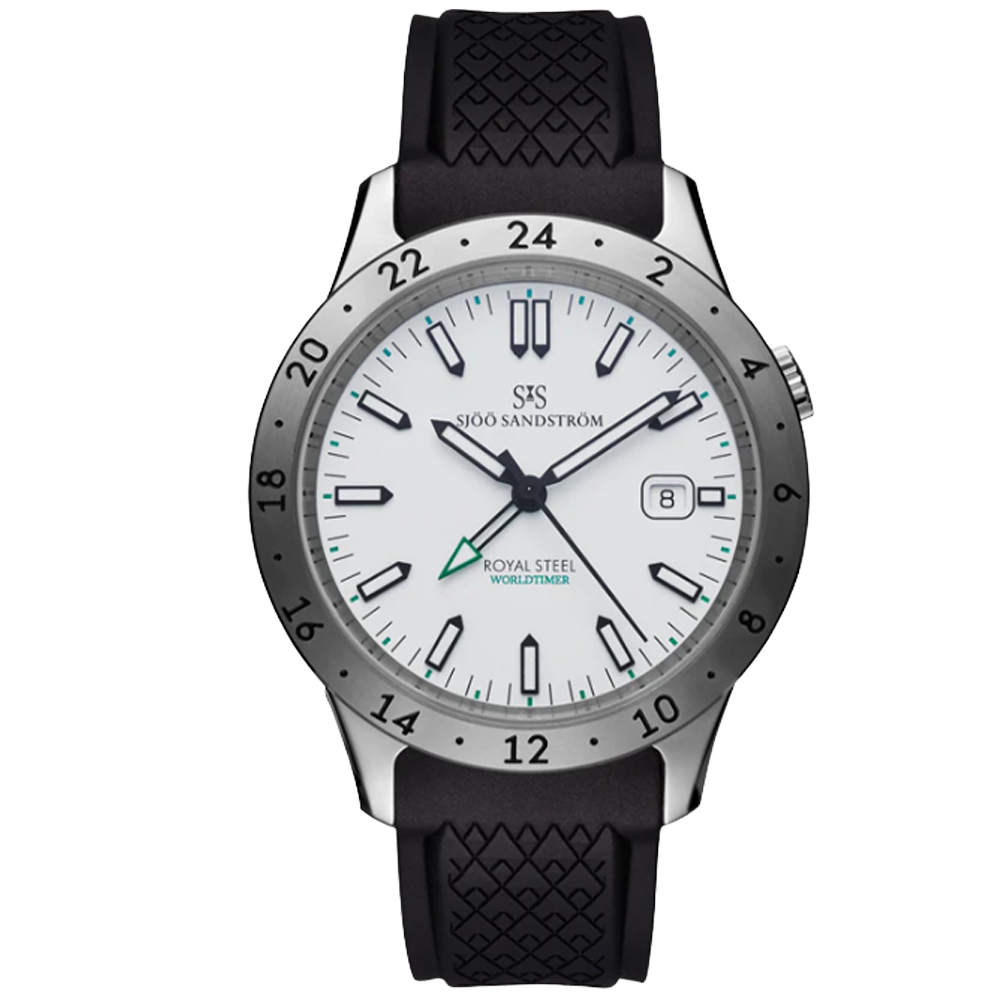 020135 Sjöö Sandström Royal Steel Worldtimer 41 vit