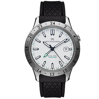 020135 Sjöö Sandström Royal Steel Worldtimer 41 vit