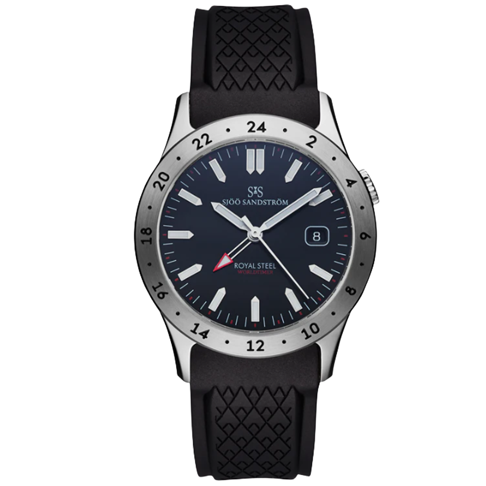 020432 Sjöö Sandström Royal Steel Worldtimer 36 svart