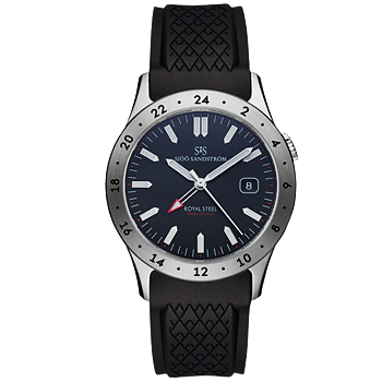 020432 Sjöö Sandström Royal Steel Worldtimer 36 svart