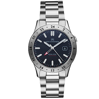 020449 Sjöö Sandström Royal Steel Worldtimer 36 svart