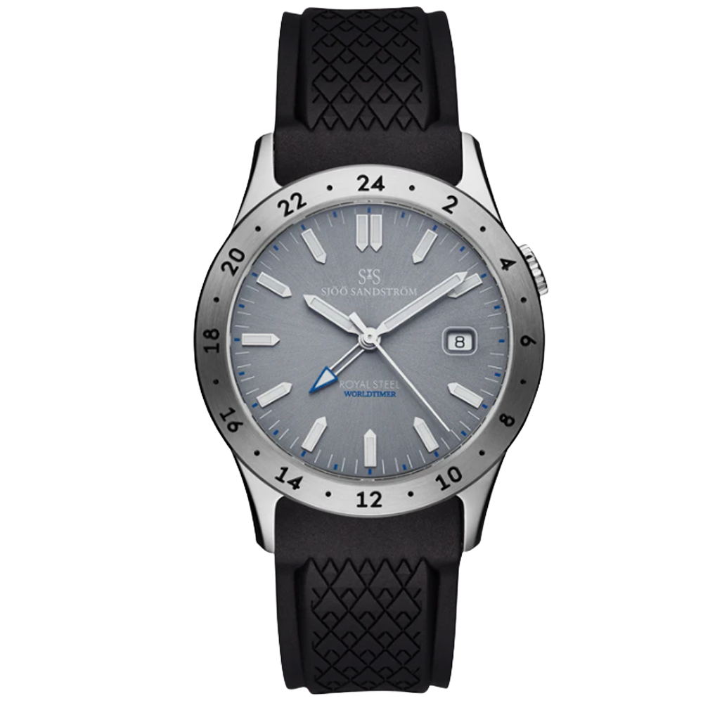 020494 Sjöö Sandström Royal Steel Worldtimer 36 grå