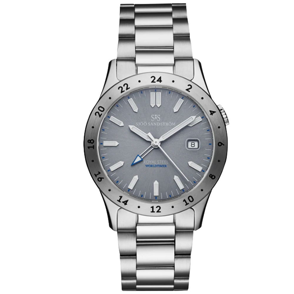 020500 Sjöö Sandström Royal Steel Worldtimer 36 grå