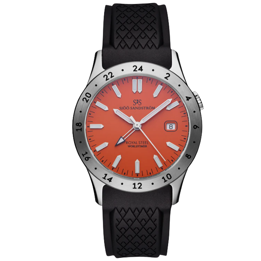 020548 Sjöö Sandström Royal Steel Worldtimer 36 orange