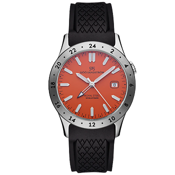 020548 Sjöö Sandström Royal Steel Worldtimer 36 orange