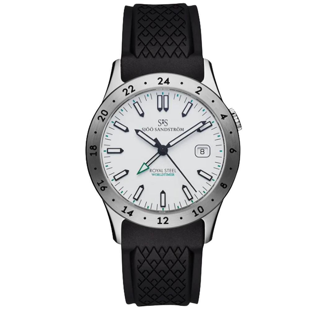 020586 Sjöö Sandström Royal Steel Worldtimer 36 vit