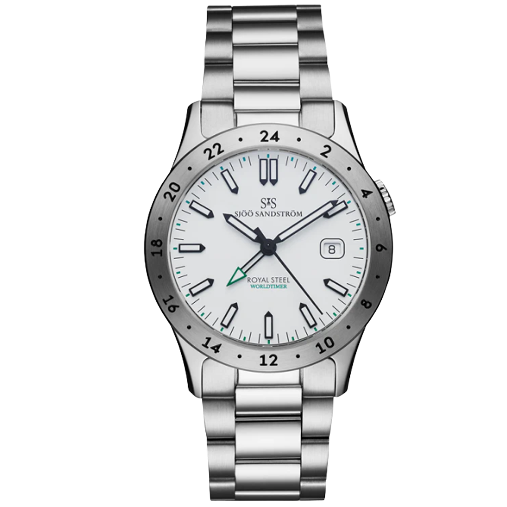 020593 Sjöö Sandström Royal Steel Worldtimer 36 vit