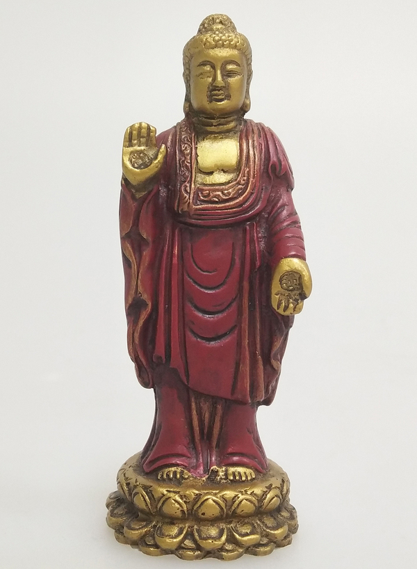 Stående Buddha - Guld/Röd