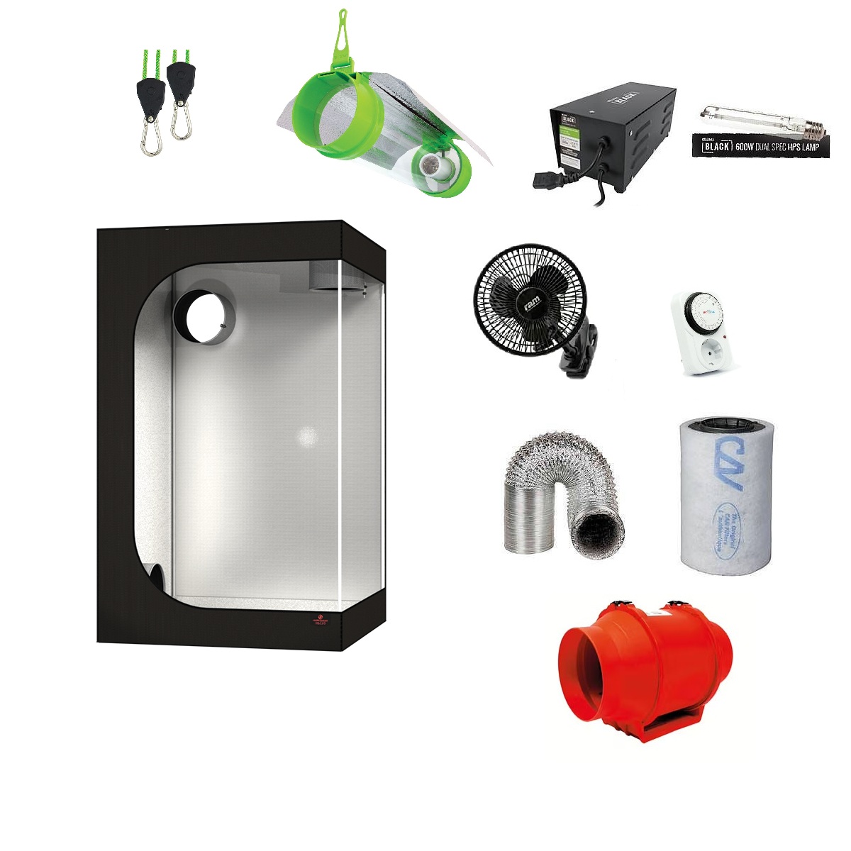 SJ Hydro Shoot 120 600W Cooltube  Bas Kit 120x120x200cm