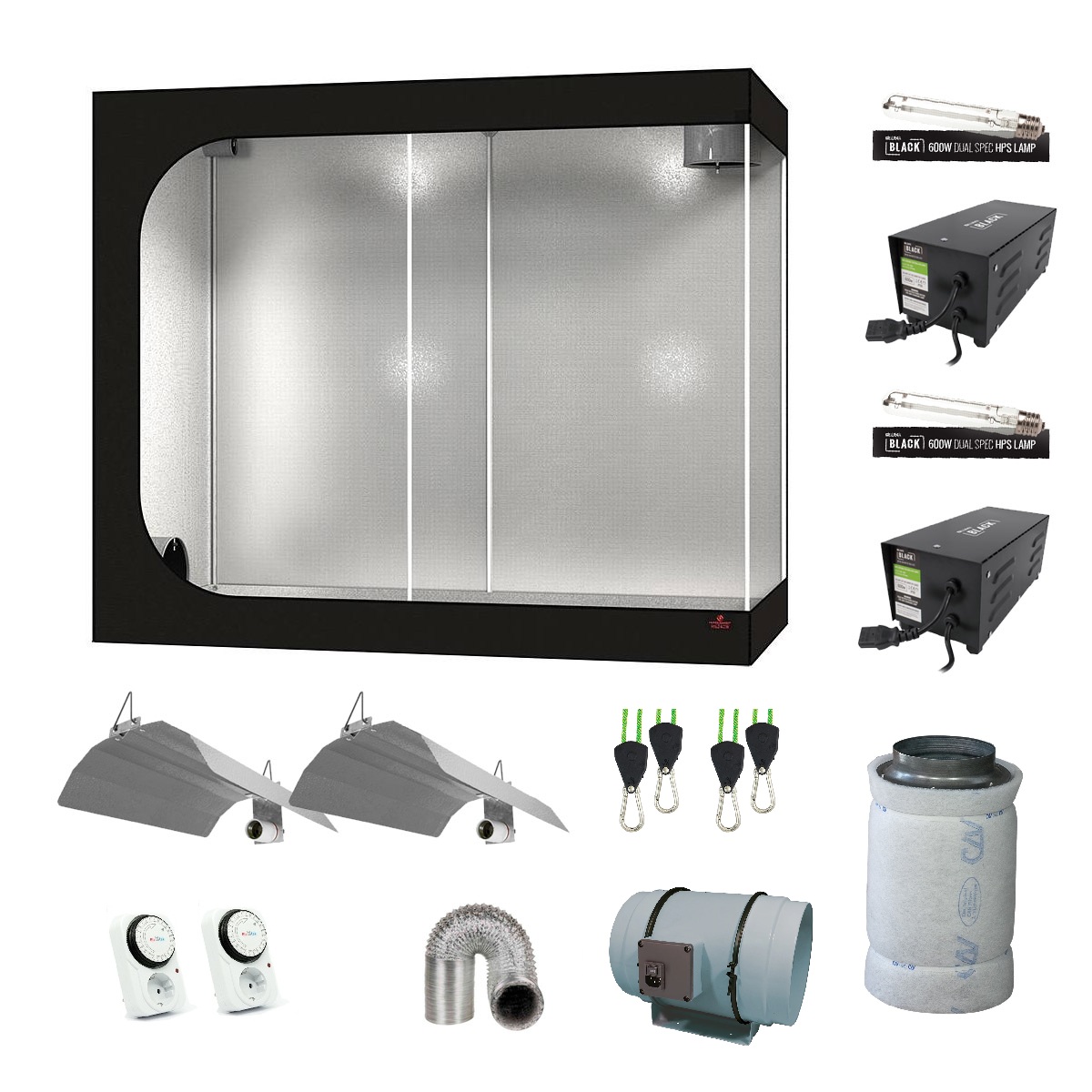 SJ Hydro Shoot 240W Bas 1200W HPS 240x120x200cm