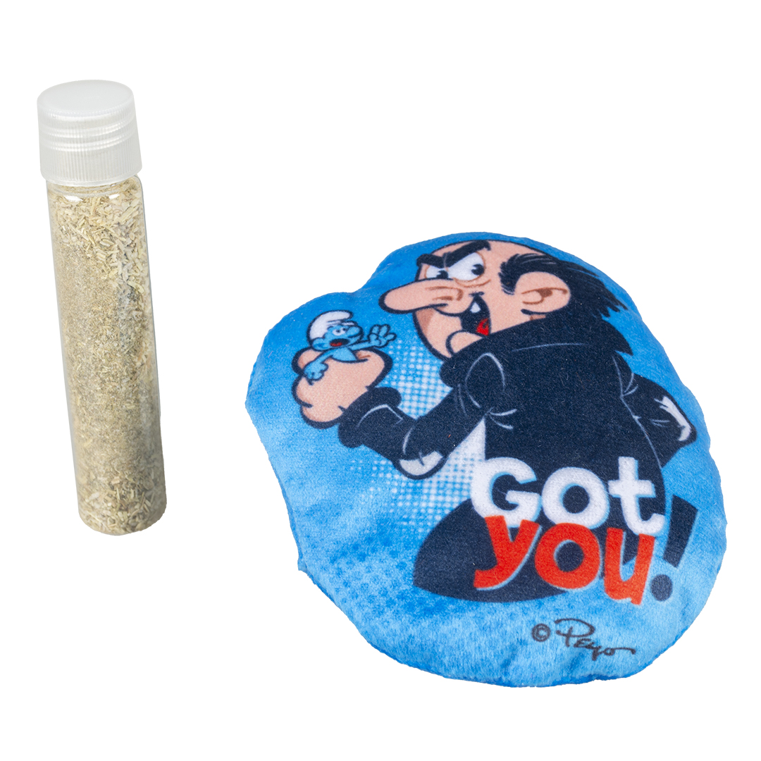 DuvoPlus Kattleksak Kattmyntakudde Smurfs-Gargamel 9x2x10cm Blå