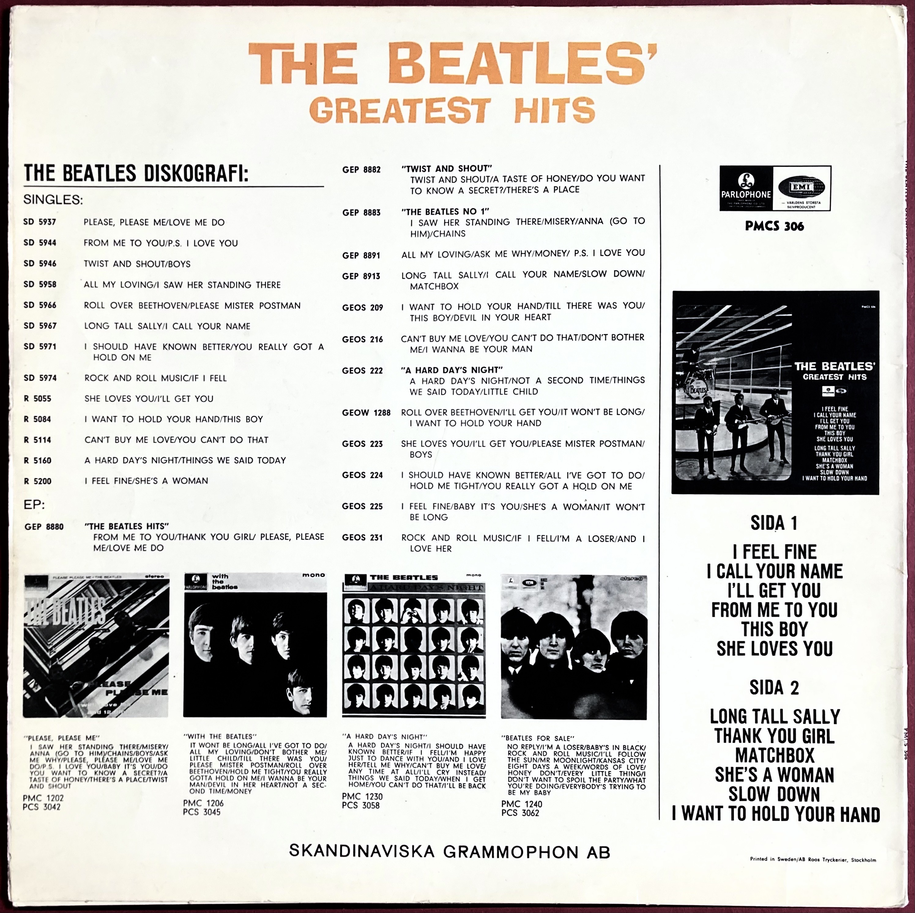 BEATLES - Greatest hits Svensk orig LP 1965 - 2