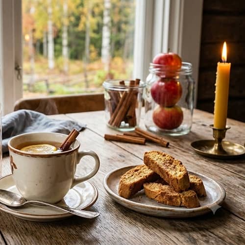 Överraska någon du tycker om med denna fina presentpåse! Innehåller goda äpple- och kanelskorpor bakade i Norrland, te och biscotti. Ett klassiskt och omtänksamt presentval.