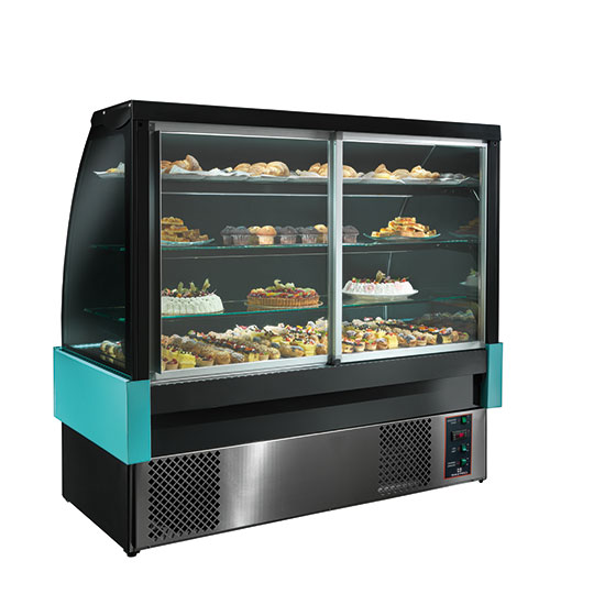 Refrigerated counter with 3 shelves, ventilated cooling, 2°C/+8°C