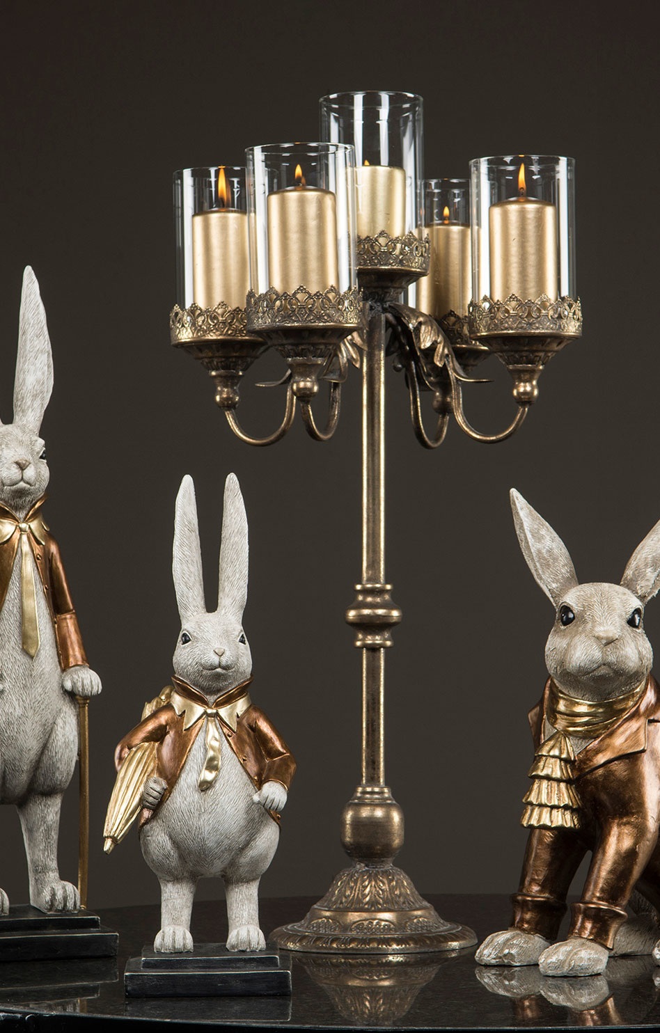 FIVE-ARMED CANDELABRA GOLD 73 CM - 2