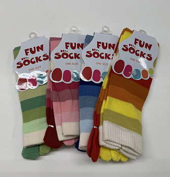 Tå strumpor 4 par - randiga fun socks