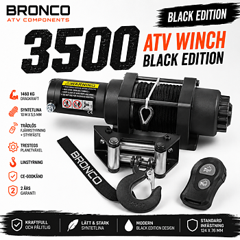 Bronco Black Edition 3500 lbs ATV Vinsch med Syntetlina