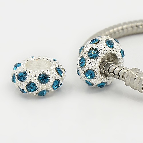 Pärla / hänge - Silver m rhinestones,  Teal