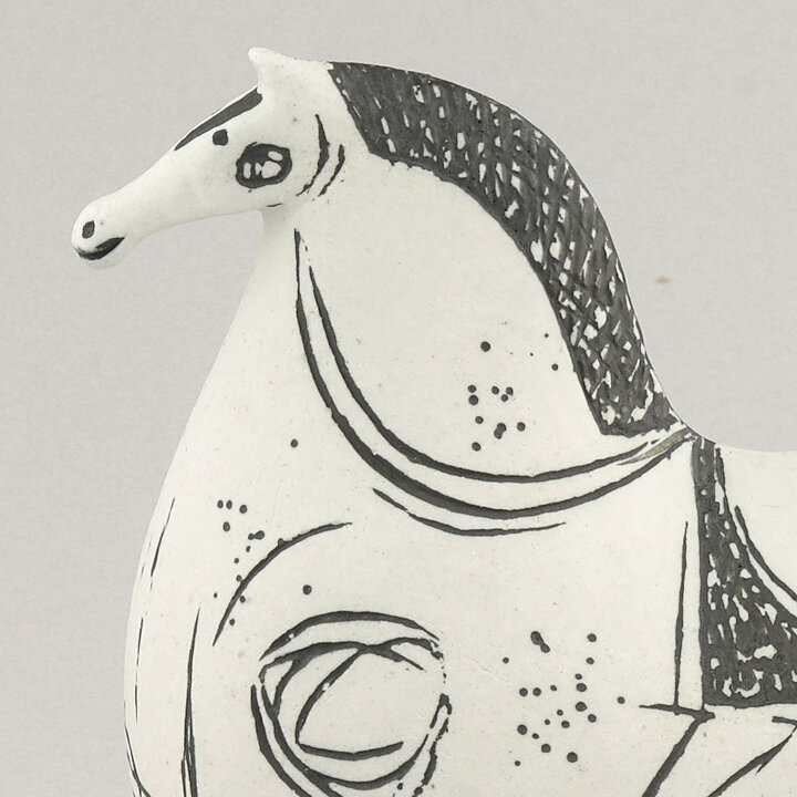 Stig Lindberg (Springare 1958) White/Black Swelling Horse 17/14 cm