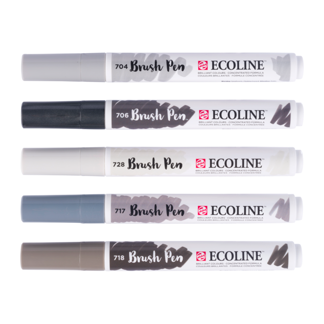 Talens Ecoline Brush Pen Set 5 Grey - 5