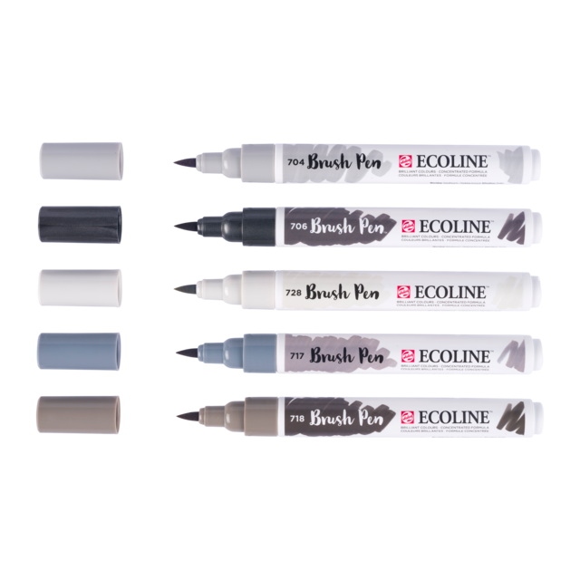 Talens Ecoline Brush Pen Set 5 Grey - 4