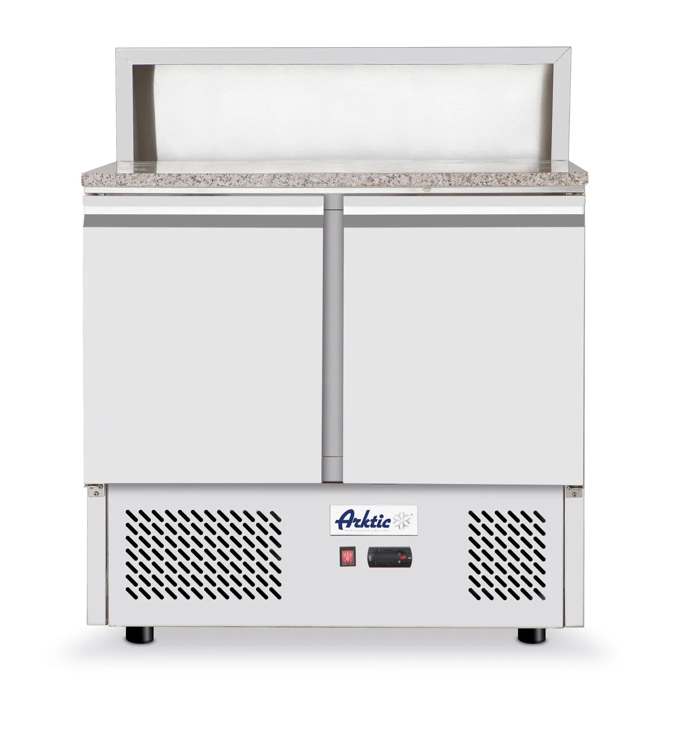 Pizza counter with 2 doors and cooling display 5x GN 1/6