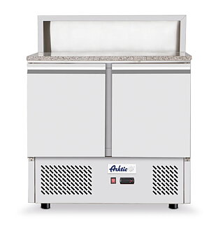Pizza counter with 2 doors and cooling display 5x GN 1/6