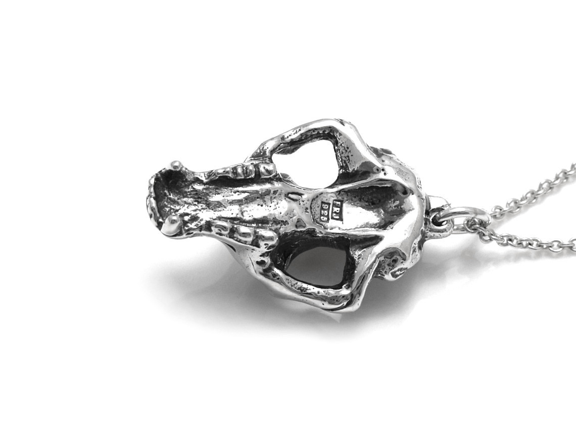 Björnskalle Halsband, Björn Döskalle Hänge, Djurskalle Smycke i Silver - 3