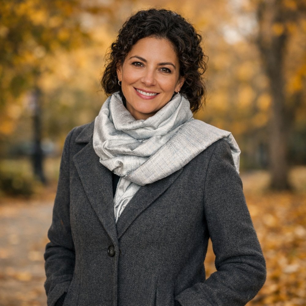 Magda Silvergrå Sidensjal  - 4