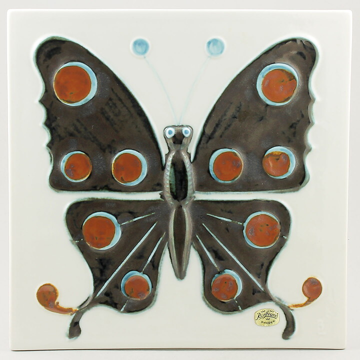 バーティル・ラングレン 陶板 Wall Plaque 蝶々 バタフライ 1970年代 (25cm)
