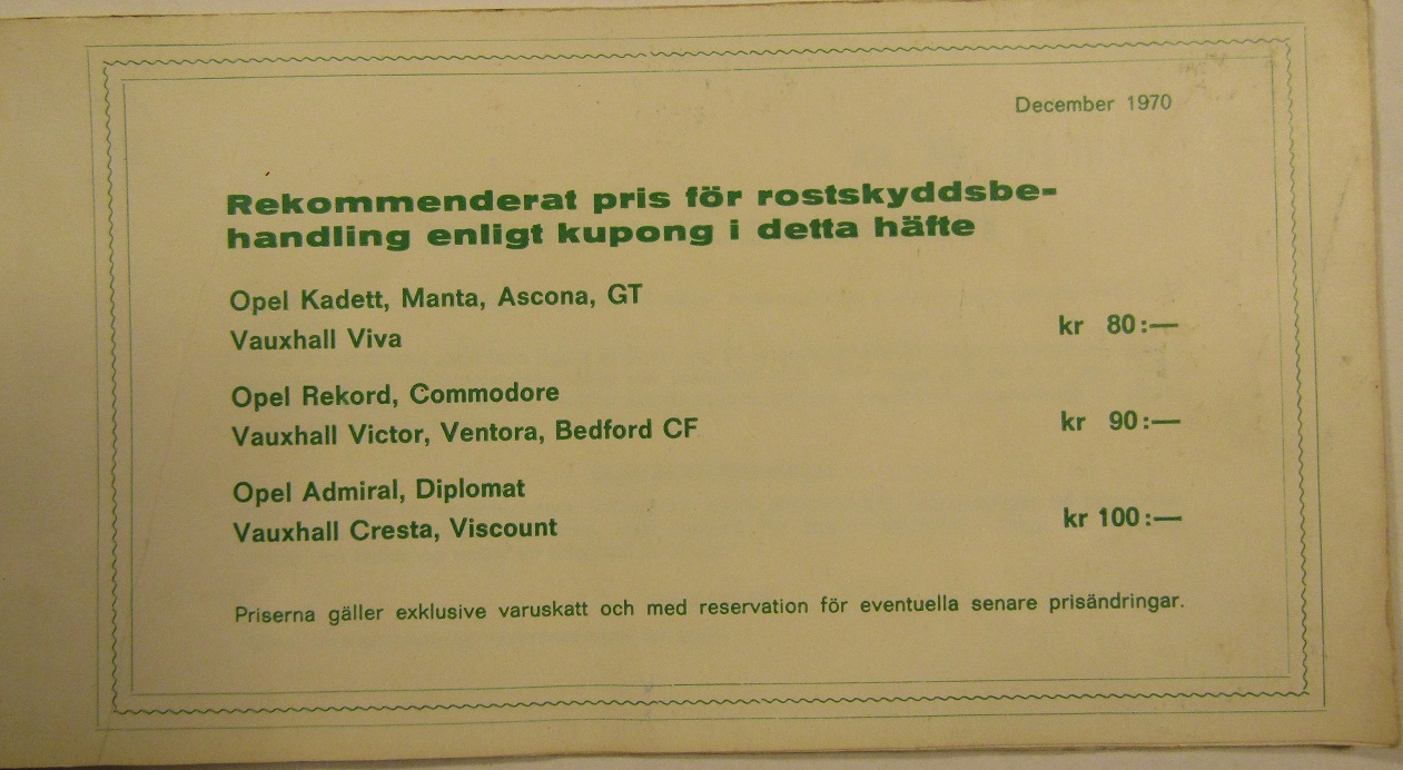 1971 Opel & Vauxhall & Bedford Rostskyddsprogram - 2