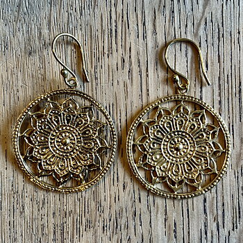 Örhänge Lotus Mandala - Guldfärgad Mässing