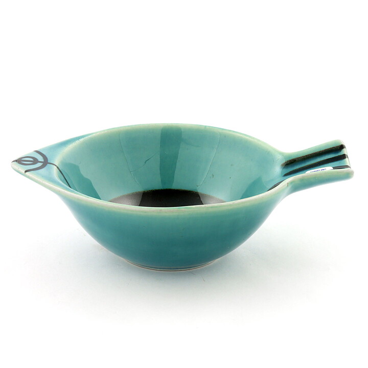 Lisa Larson (Stim 1958) Blue Fish Bowl with Hand-Painted Decor 18 cm