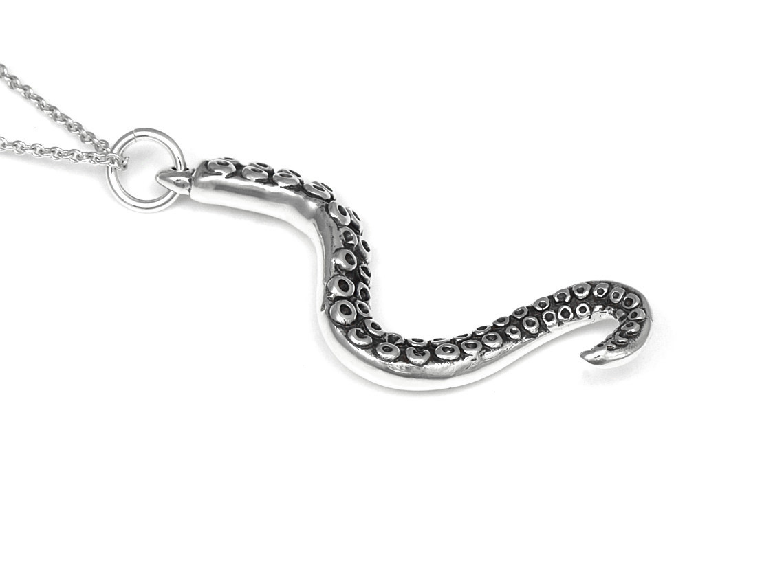 Bläckfisktentakel Halsband, Tentakel Smycke i Silver - 4