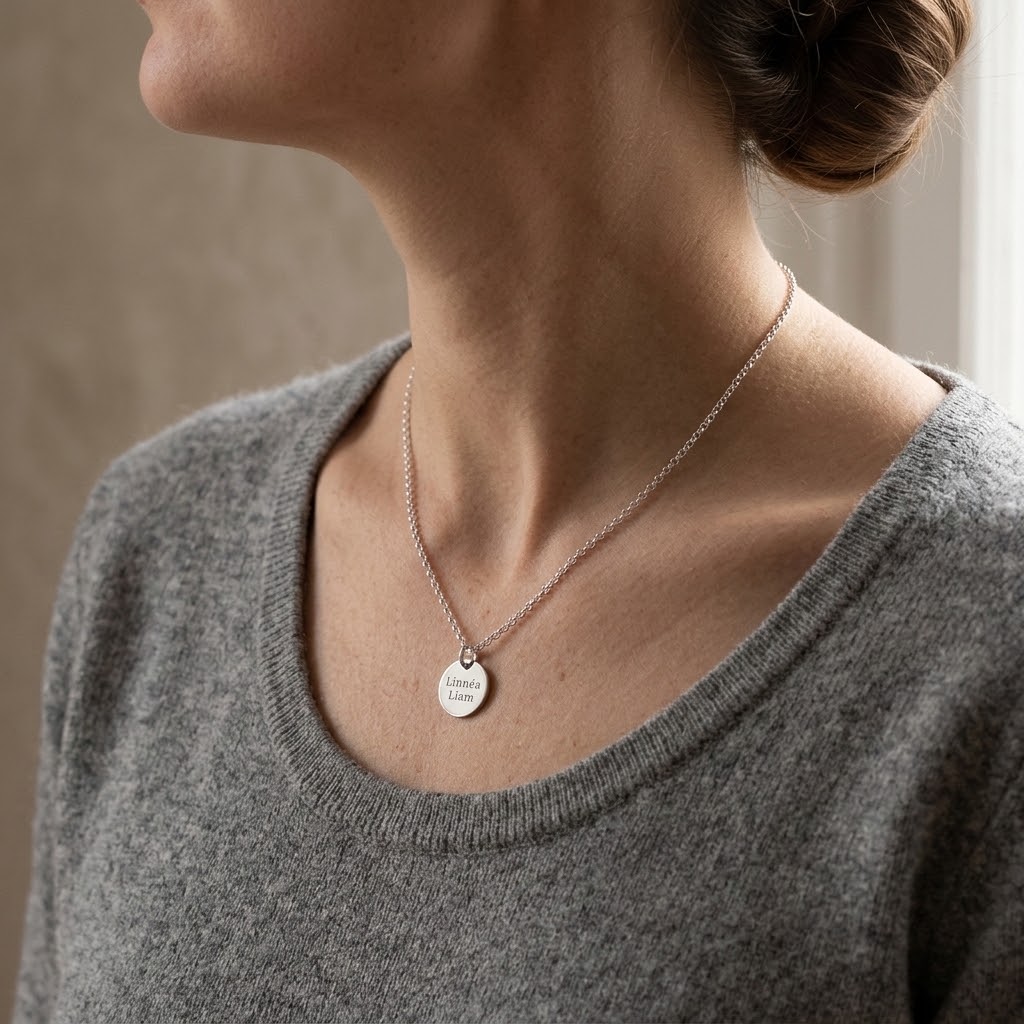 Coin halsband, Halsband med gravyr - Silver - 5