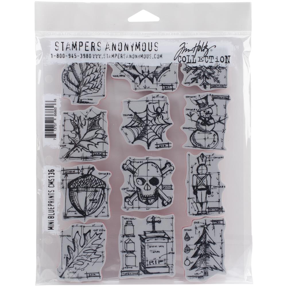 Tim Holtz - Cling stamps- Mini blueprints