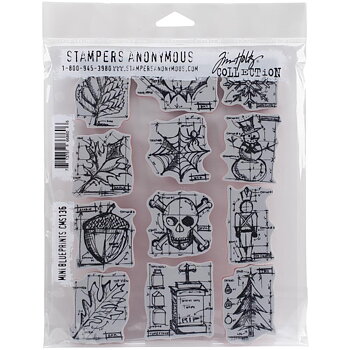 Tim Holtz - Cling stamps- Mini blueprints