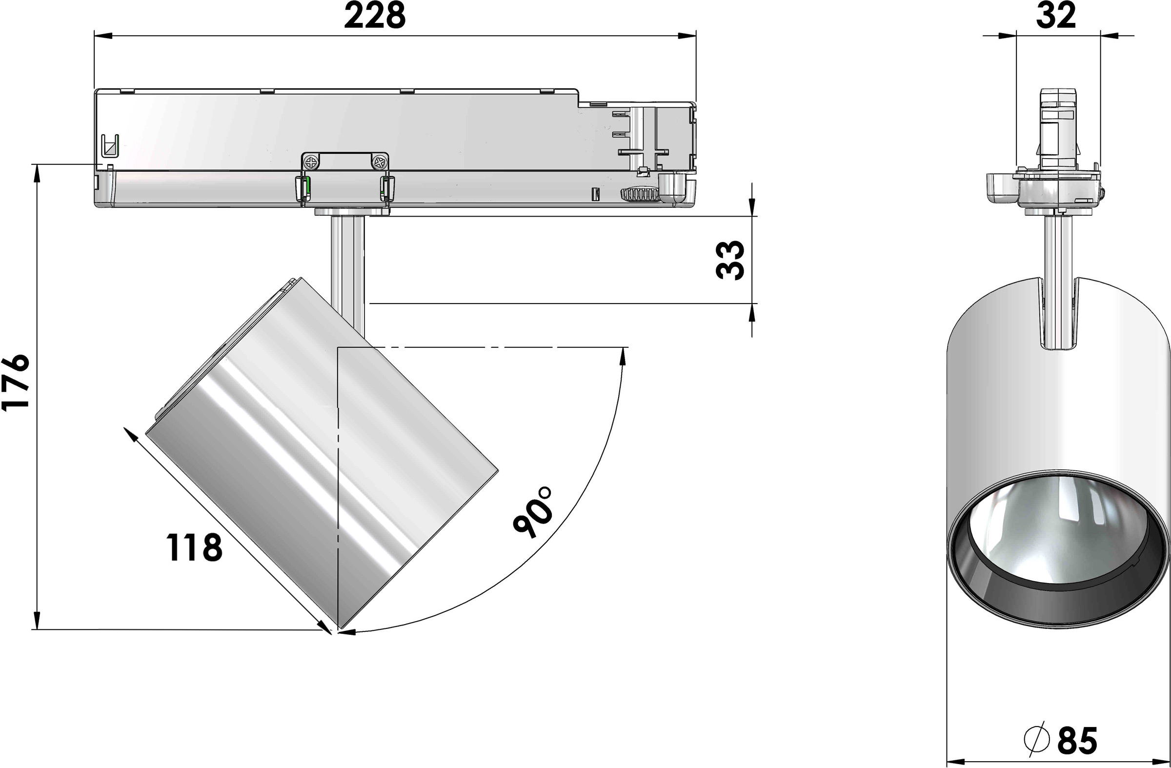 Slim + LED 23W, 2750lm - Silver - 3
