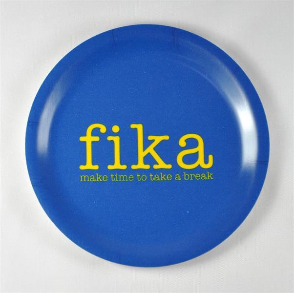 Fika glasunderlägg, Make time Fika, blå med gul text