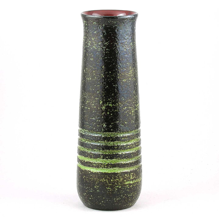 Ingrid Atterberg (Vesuv 1960) Green Tall Vase with Circular Relief 26 cm