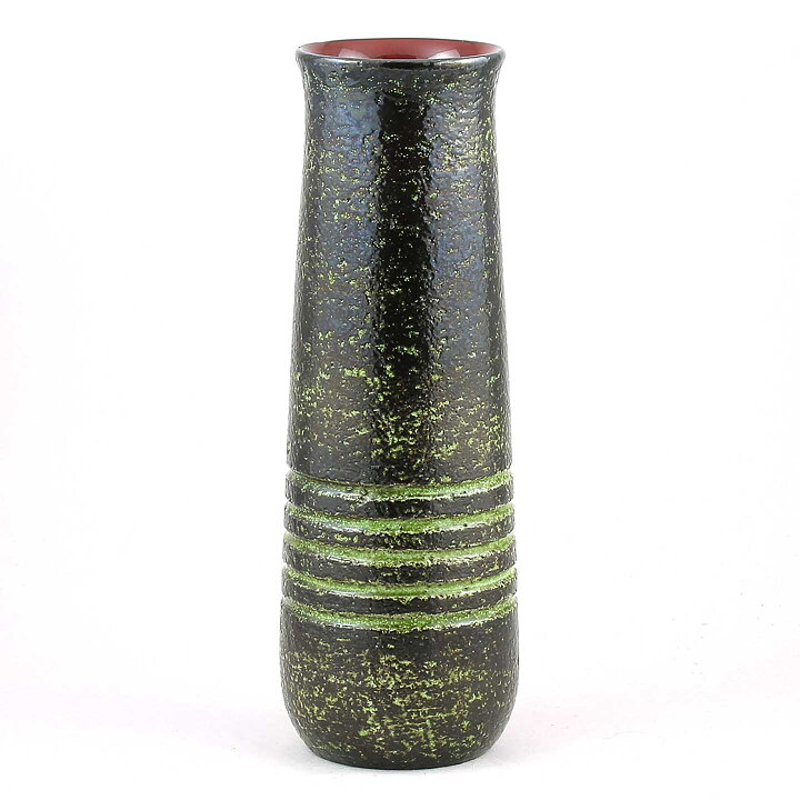 Ingrid Atterberg (Vesuv 1960) Green Tall Vase with Circular Relief 26 cm