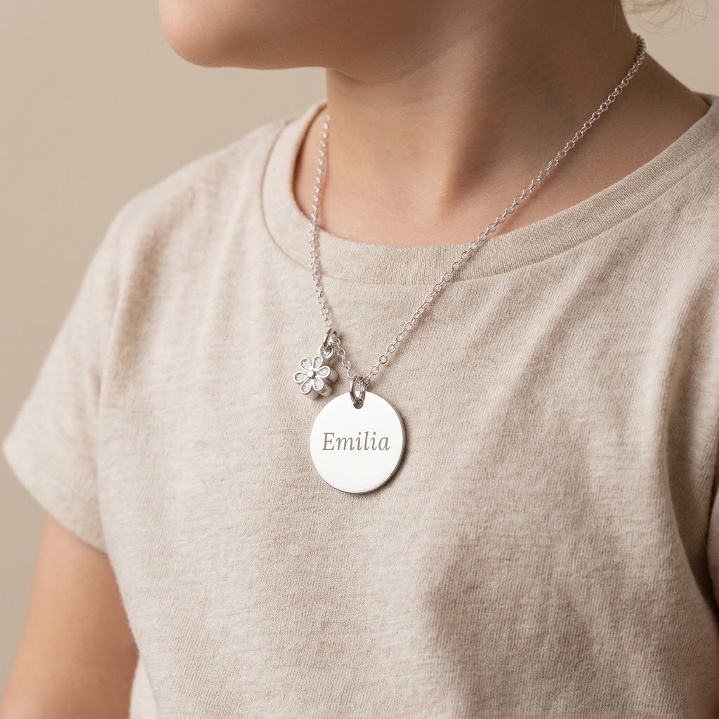 Coin, Barn halsband med gravyr - Silver - 3
