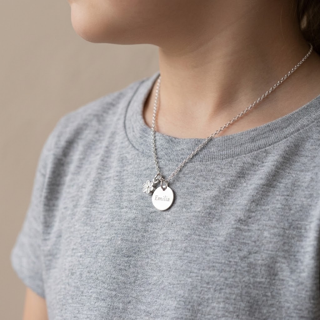 Coin, Barn halsband med gravyr - Silver - 3